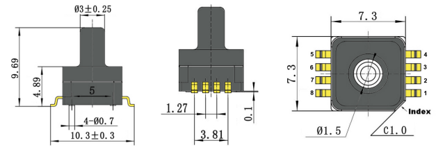 Cảm biến đầu ra tương tự khuếch đại 5V 700kPa Áp suất khí quyển 0